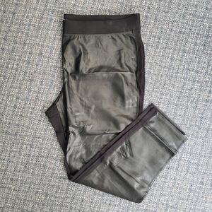 Leather front ponte pant